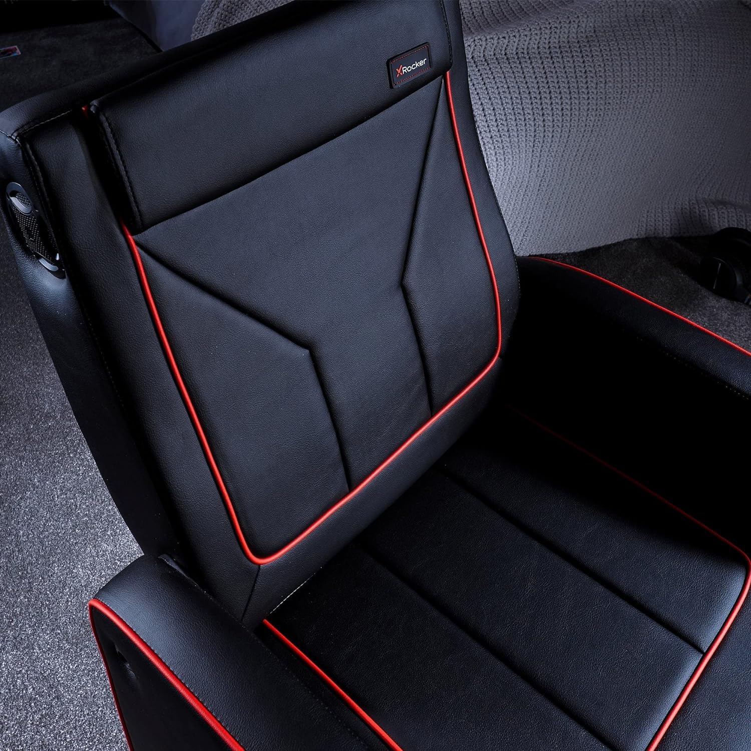 X-Rocker Luxe Ottoman fotel pojedyncze wyściełane siedzisko z głośnikami audio 2.1, sofa ze sztucznej skóry, fotel wypoczynkowy dla dzieci i juniorów, konsola do gier z miejscem do przechowywania PS,