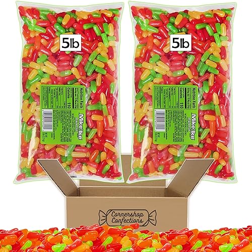 Mike and Ike - Paquete a granel de caramelos masticables – 10 libras en total – Variedad de sabores de frutas originales sin gluten – Más de 2400