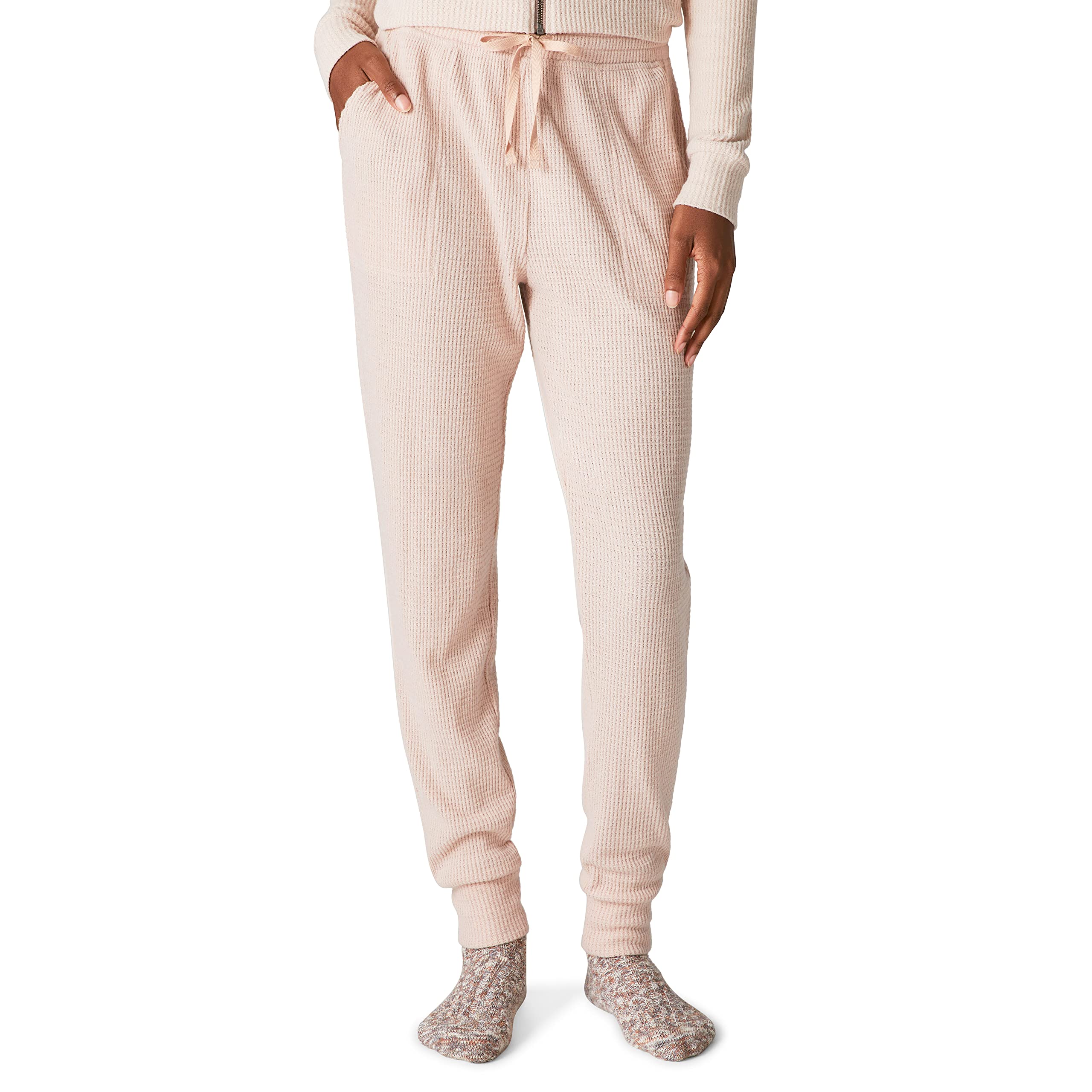 Bershka WAFFLE - Pantaloni - black/nero