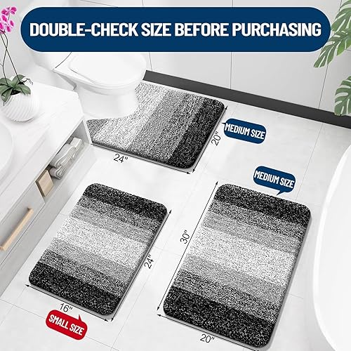 Miniatura 3 de OLANLY Juego de 2 alfombras de baño y alfombras de baño ombré, tamaño de alfombra de baño 30 x 20 pulgadas y juego de alfombra de baño 24 x 16 + 24