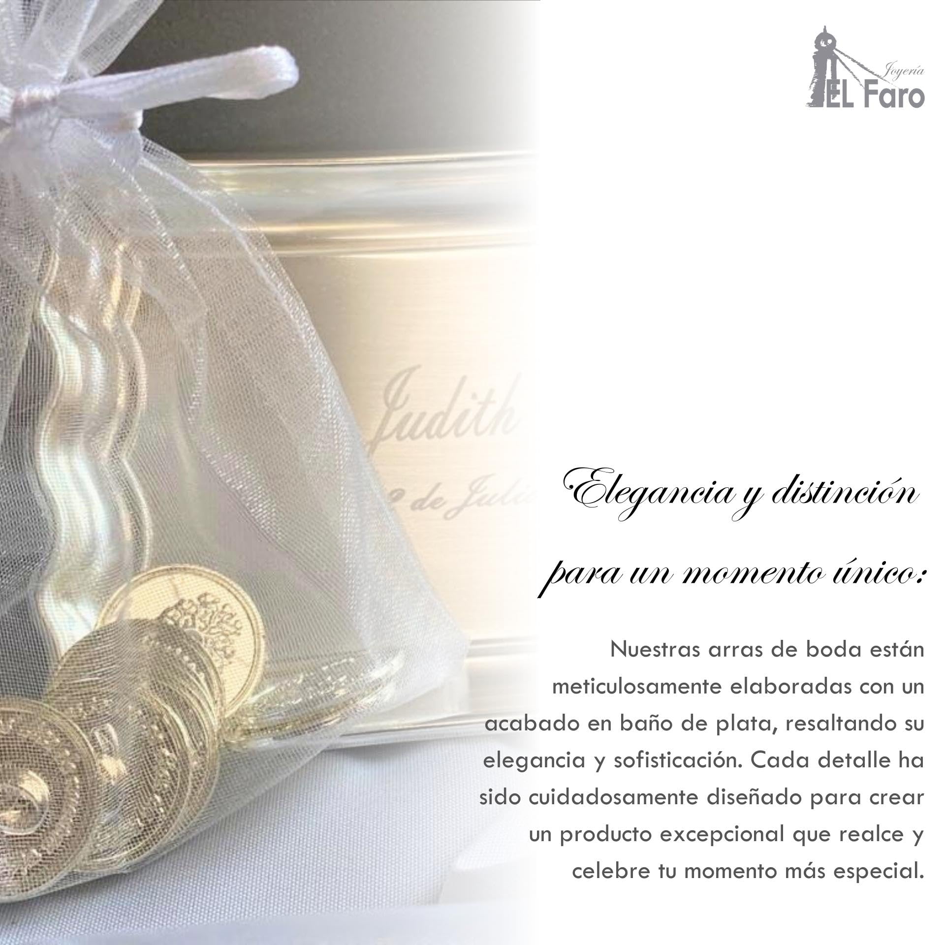 JOYERIA EL FARO | Arras de Boda | Arras Boda | Grabado Personalizado | Presentación en Estuche Premium | Un Regalo para Toda la Vida
