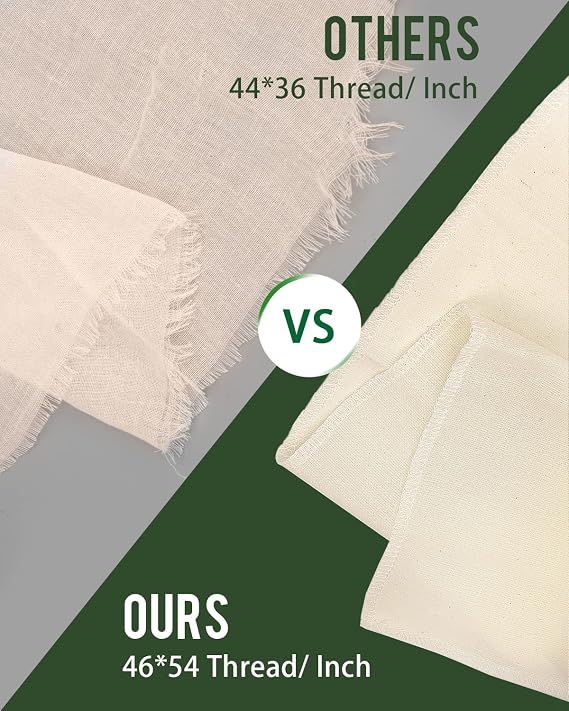 Cheesecloth for Straining Grade 100, 5 Pieces Reusable Hemmed Cheesecloth 20 x 20 Inches, 100% Unbleached Cotton Cheese Cloths for Straining, Filtering, Canning, Covering, Polishing and Decoration