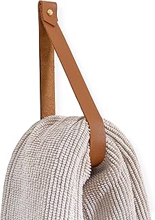 Keyaiira - Large Leather Wall Hook, Minimal Wall Hanging Strap Towel Hoo...