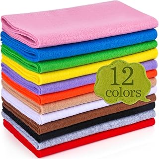 XSEINO 12 rollos de 8 x 35 pulgadas (8.1 x 35.4 in) de grosor de fieltro suave, 12 colores surtidos, paquete de fieltro para manualidades, cuadrados de costura, parches no tejidos
