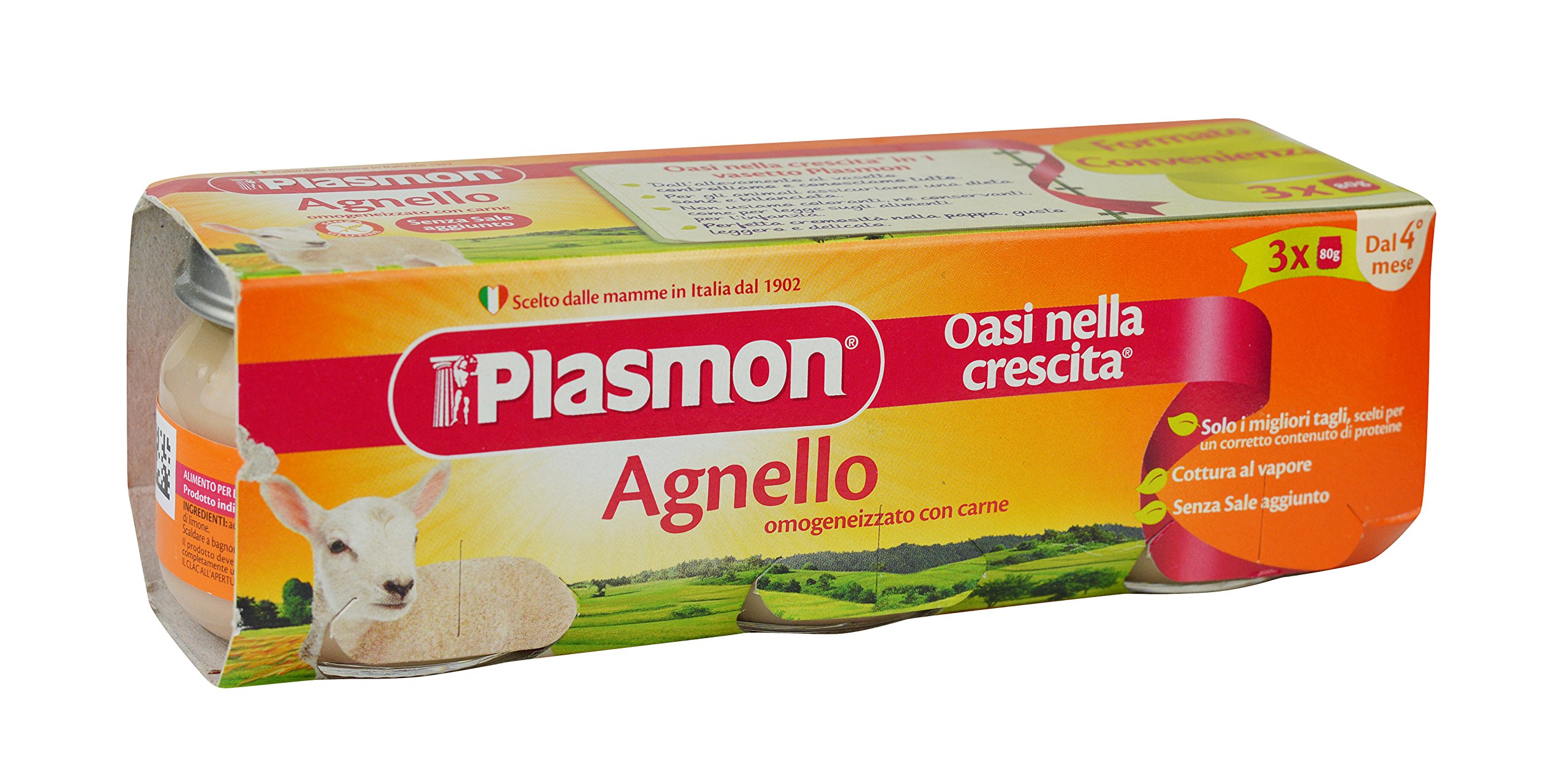 Plasmon Omogeneizzato Agnello - 24 vasetti da 80 gr - Totale: 1.92 kg