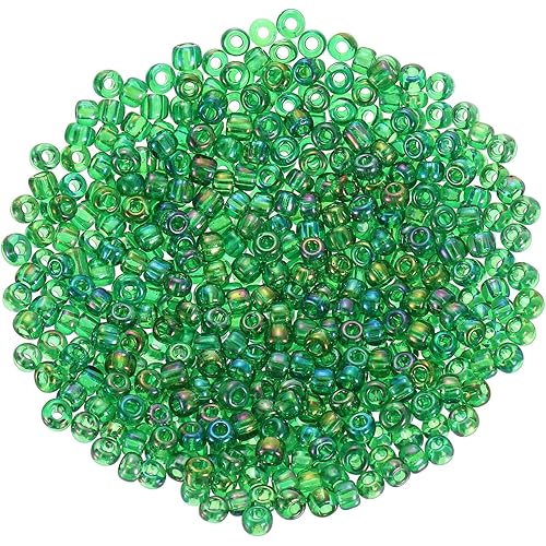 uxcell 2000 Pcs Glass Seed Beads Bulk, 3mm Mini Loose Glass Bugle Beads for DIY Earrings, Necklaces, Bracelets, Jewelry Making, Dark Green
