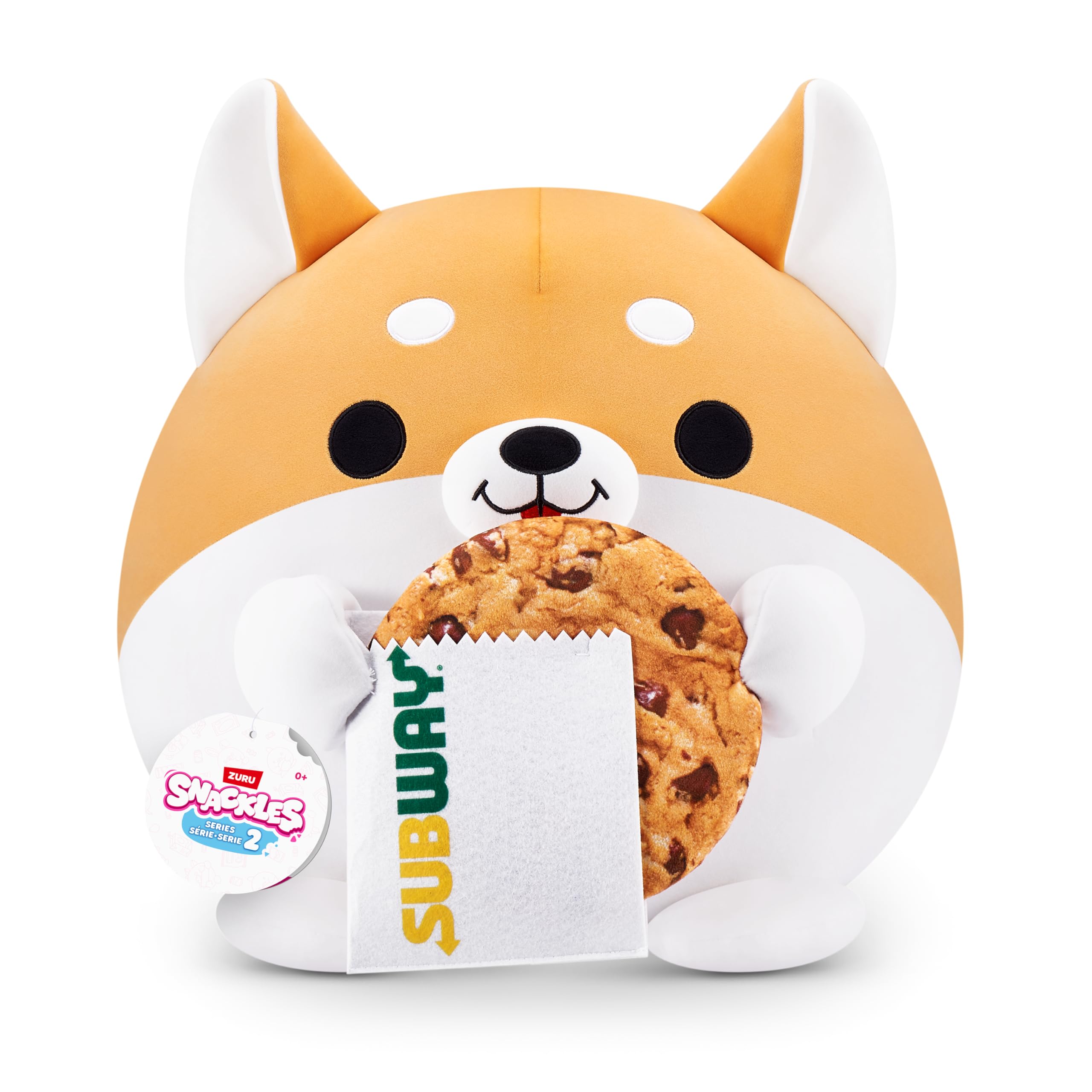 Snackles Series 2 Wave 2, Snack Swap, Corgi, 35 cm by ZURU Cuddly Squishy Comfort Plush with License Snack Brand Accessory (Corgi, Subway Cookie)