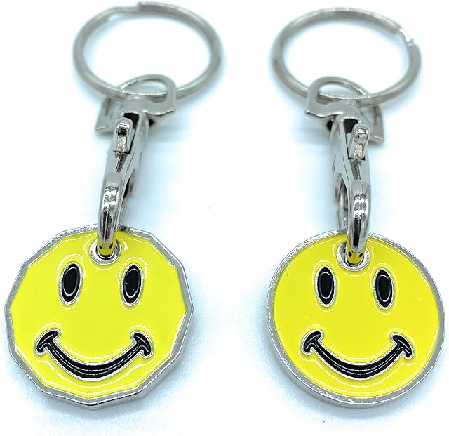 JAM2DAY New and Old Style £1 Smiley Face Trolley Tokens Keyrings Coin - Pack of 2 Tokens