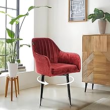 KOORSI & COMPANY. Aksh Luxury Velvet Swivel Accent Chair, Accent Chair for Bedroom,Living Room, Restaurant, Stylish Velvet Fabric Cushioned Seat, Chairs for Home Decor with 6 Months Warranty (Red)