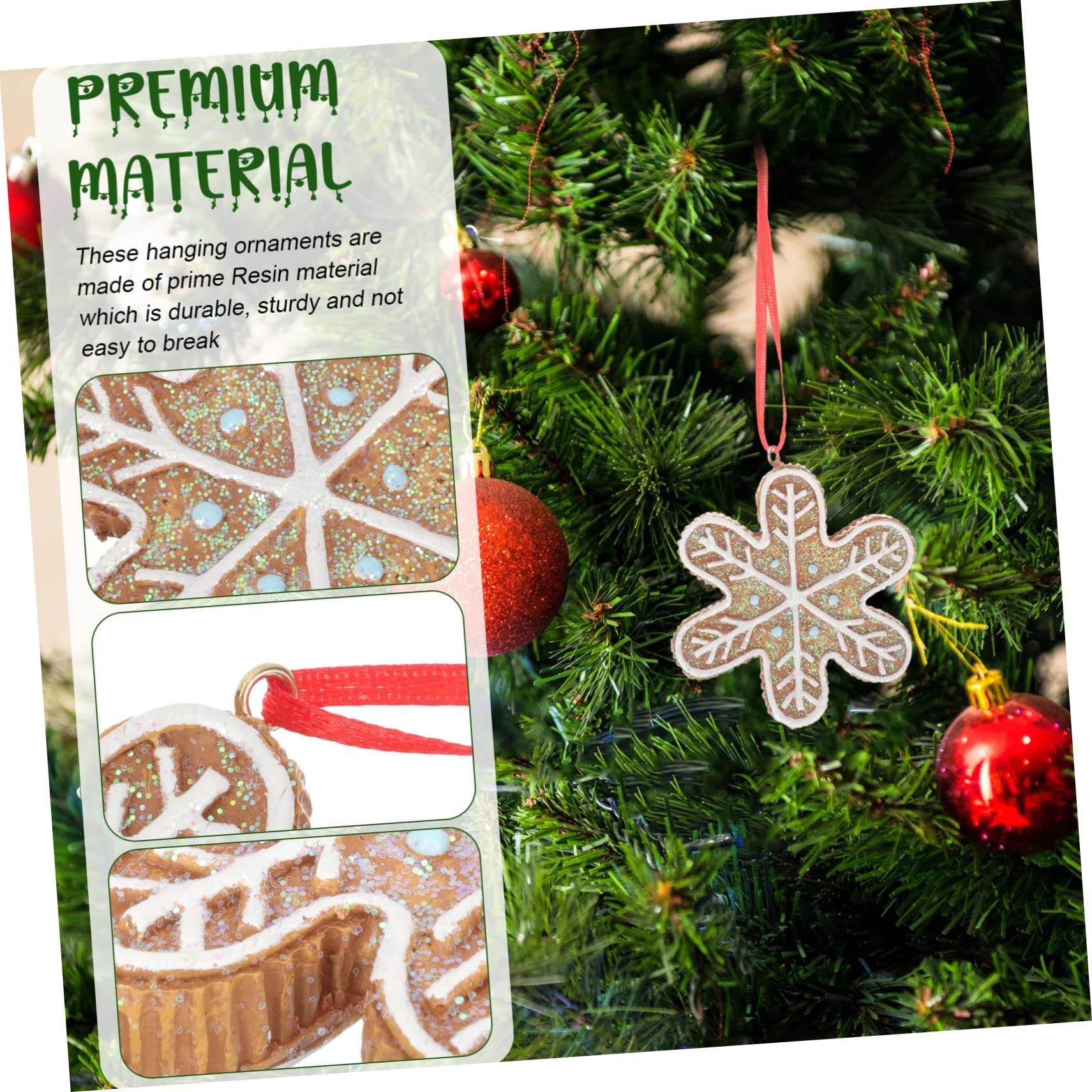 Ciieeo 4 Stück Christbaumschmuck hängendes Weihnachtsbaum-Schneeflocke-Anhänger weihnachtsdeko Weihnachts anhänger Weihnachtsbaum-Anhänger weihnachtliche hängende dekore Harz