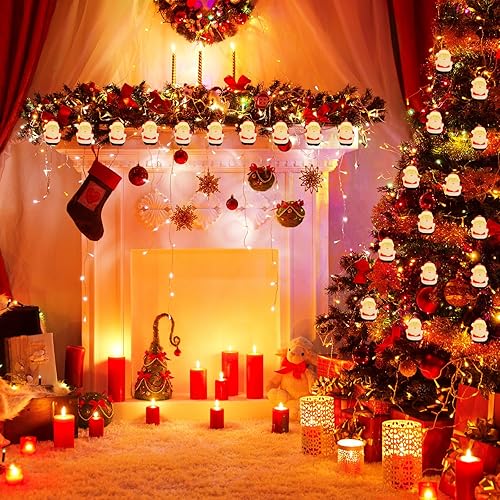 Miniatura 7 de Abeja Guirnalda de luces de Papá Noel de Navidad, 8.5 pies, decoración de Papá Noel, luces con 10 luces de Papá Noel, muñeco de nieve, luces LED