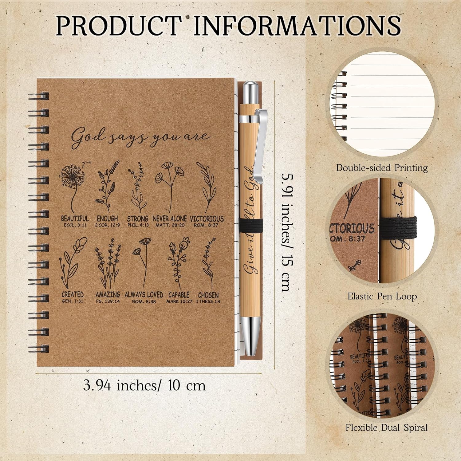 Resurhang 40 Pcs Christian Notebooks Bulk Mother's Day Church Gifts for Women Prayer Journal with Bible Verse Pens Religious Gifts for Mom Church Members Family Bible Study God Says You are Notebooks