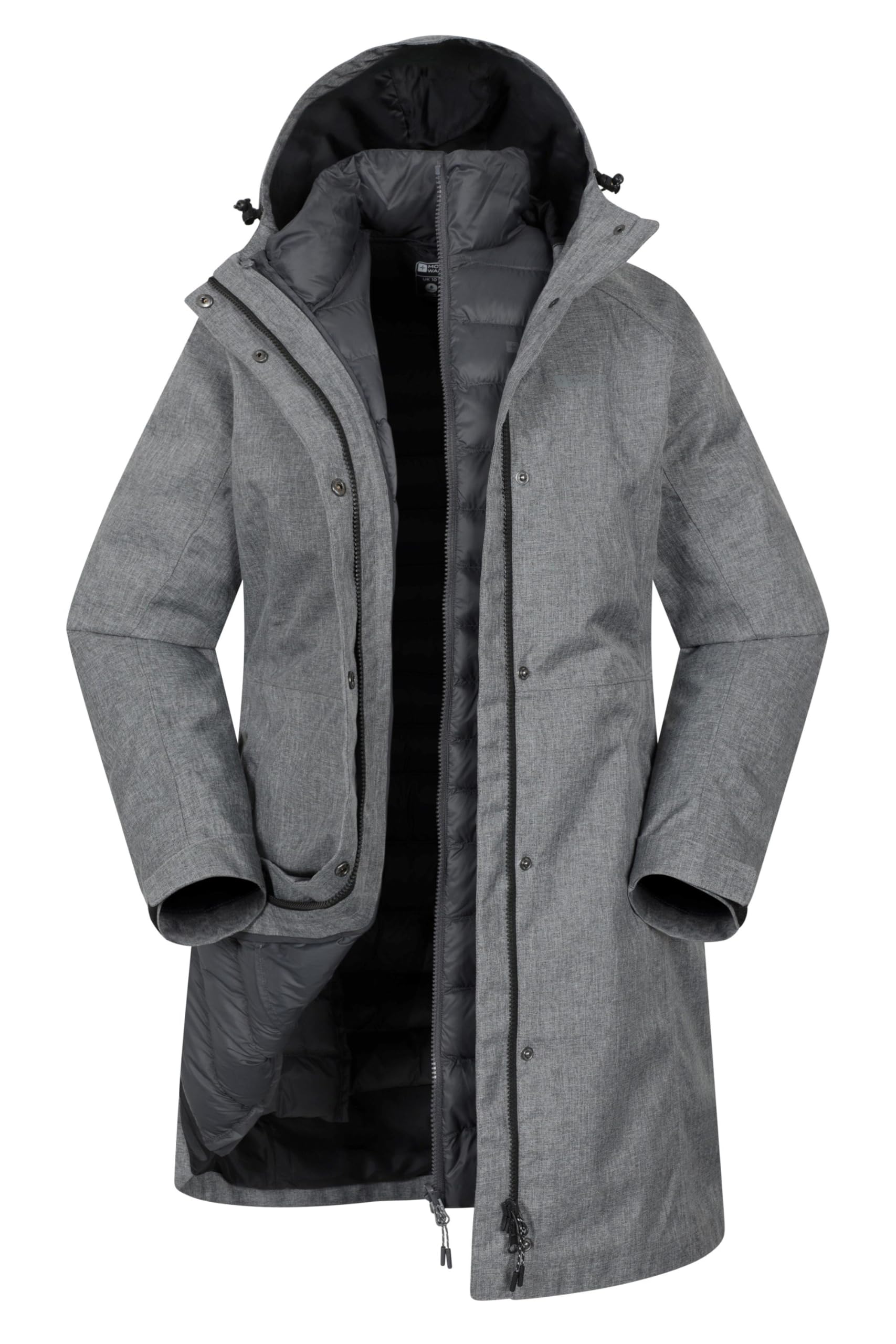 Mountain Warehouse Alaskan Lange Damen 3-in-1 Jacke | Wasserdicht mit verstellbarer Kapuze, Herausnehmbare Innenjacke & verschweißte Nähte, Ideal für Regen & Winter