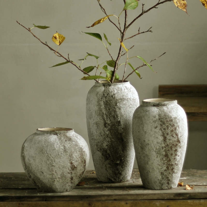 Amazon.com: Denique Rustic Ceramic Tall Floor Vase, Vintage