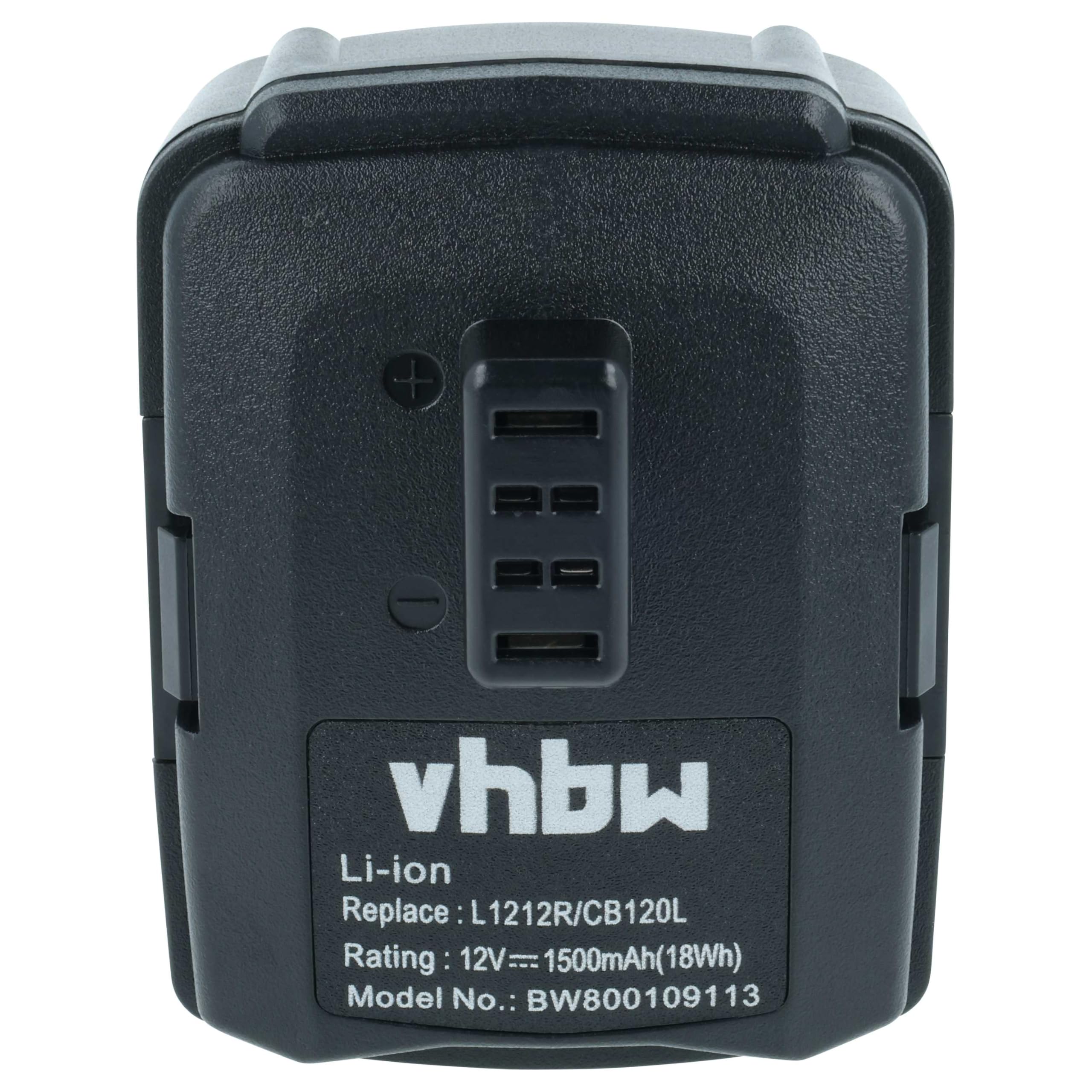 vhbw 2 x akumulator kompatybilny z Ryobi CK212DA, CAH120LK, CD100, BID-1201, CS-1201, CKF-120LM, narzędzie CR-1201 (1500 mAh, litowo-jonowy, 12 V)