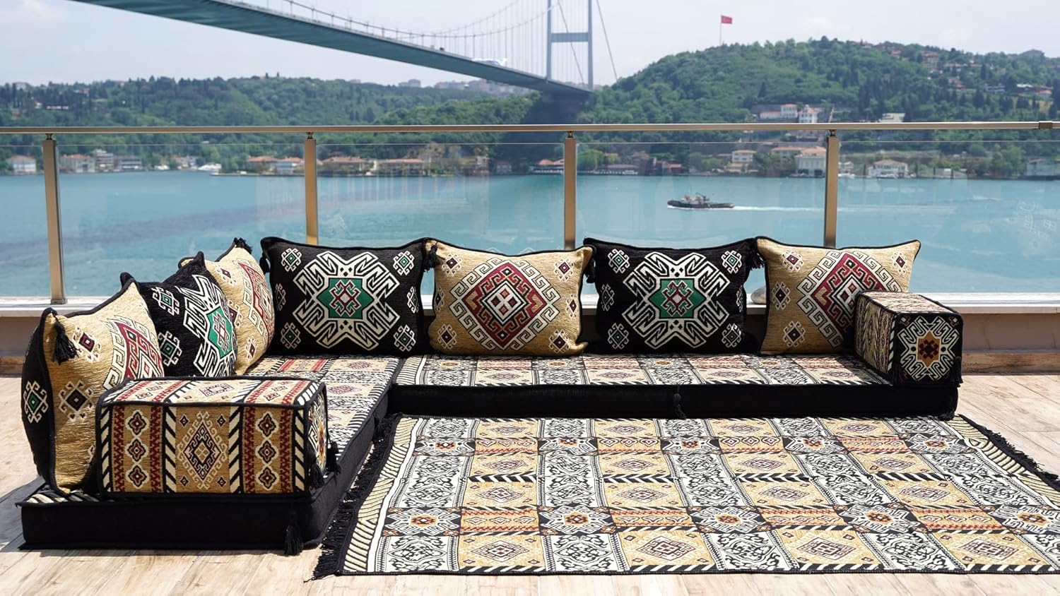 arabicsofa Traditional L Shaped Floor Cushions – Modular Majlis Seating with Washable Covers