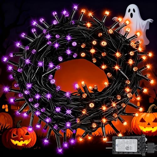 Miniatura 17 de 200 luces LED de Navidad de 66 pies, luces de Navidad parpadeantes con 8 modos y temporizador, luces de árbol de Navidad impermeables al aire libre