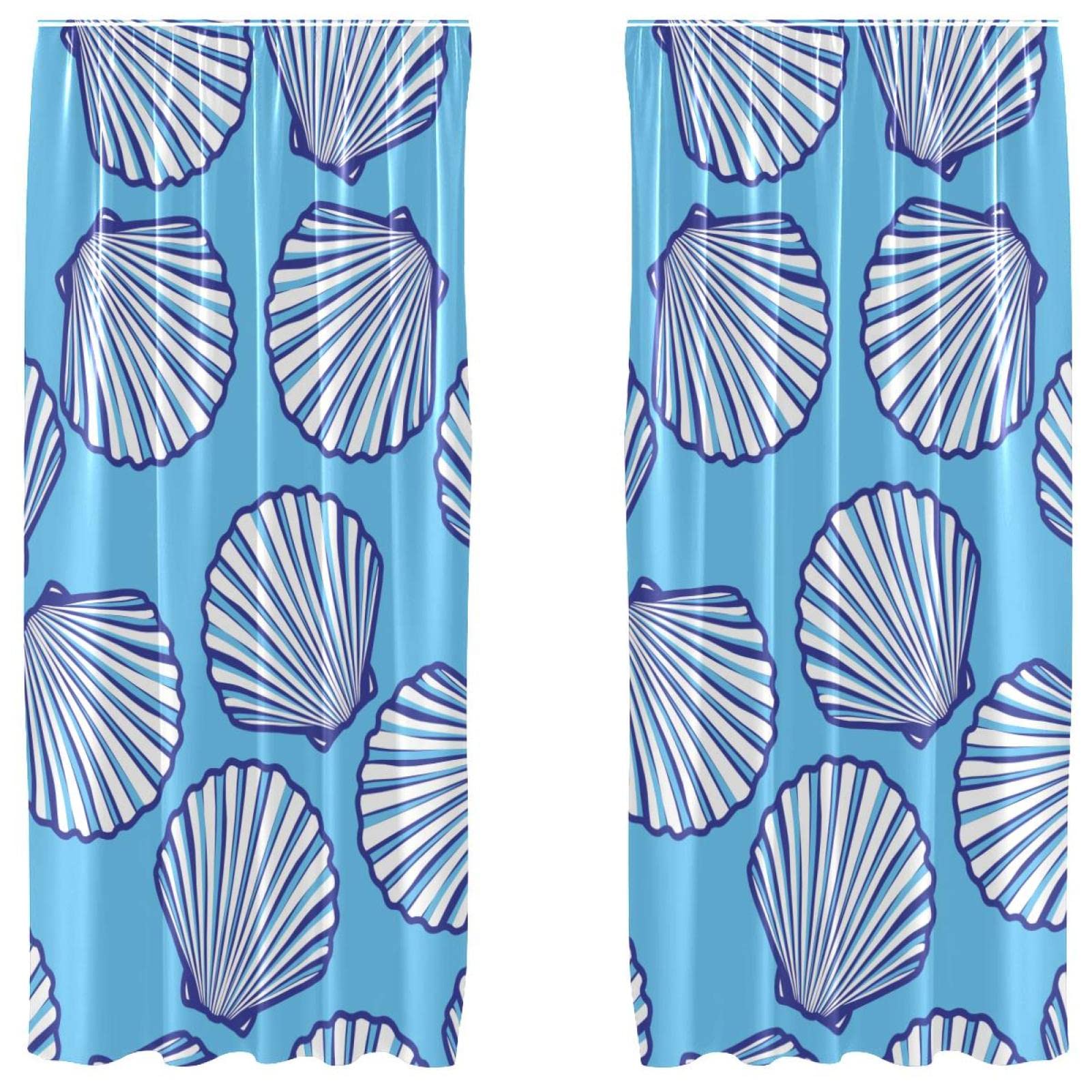 Cortinas de conchas de mar azules para crear un oasis de descanso playero en salones