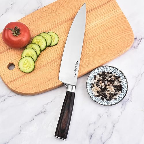 Miniatura 8 de TONIFE Cuchillo de chef de 8 pulgadas, acero inoxidable de alto carbono, resistente a la corrosión, cuchillo de cocina de cocina - KK3003