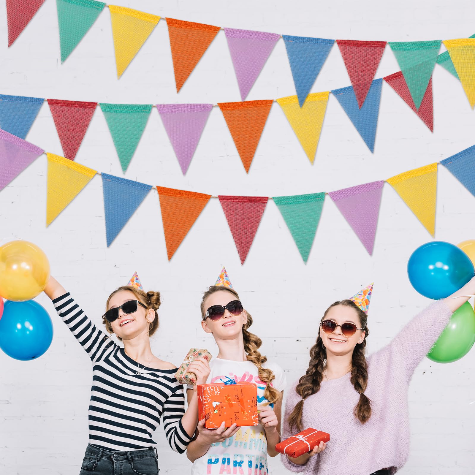 Vicloon Bunting Banner, 36PCS Reusable Outdoor Waterproof