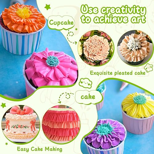 Miniatura 4 de Suuker Juego de 7 boquillas plisadas para tuberías de falda plisada, boquillas rusas de acero inoxidable, juego de tuberías para fondant de