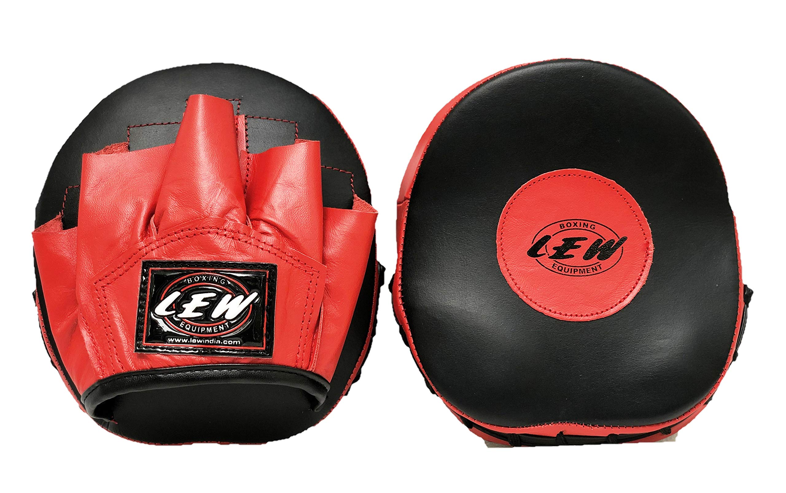 LEW Pre Curved Boxing/Kick Boxing Cuban Genuine Leather Focus Pad (Black & Red) (B08MQ9264J) Amazon Price History, Amazon Price Tracker