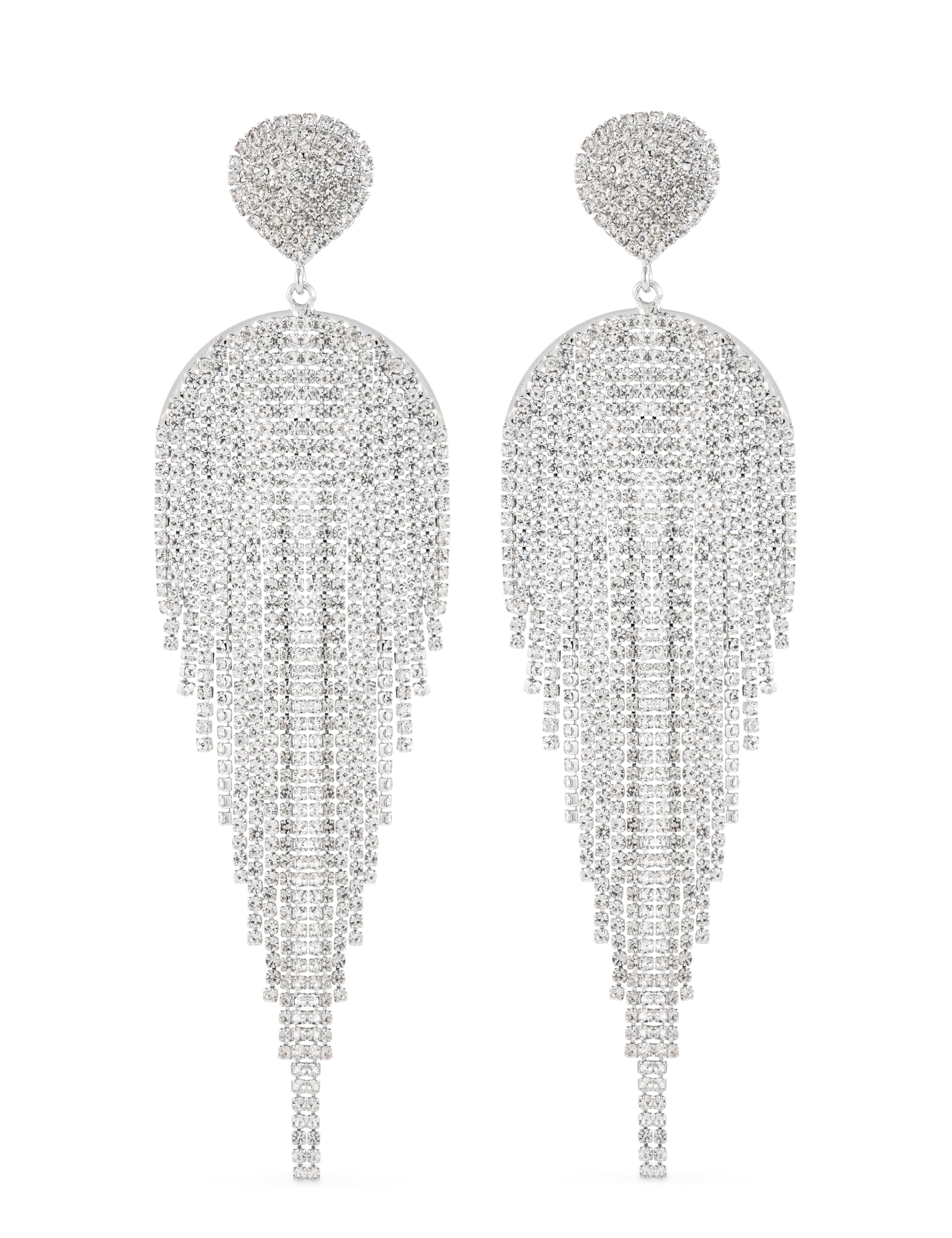 rubans Rhodium-Plated White Cubic Zirconia Studded Heart-Shaped Waterfall Shoulder Duster Earrings for Women & Girls-picture-25