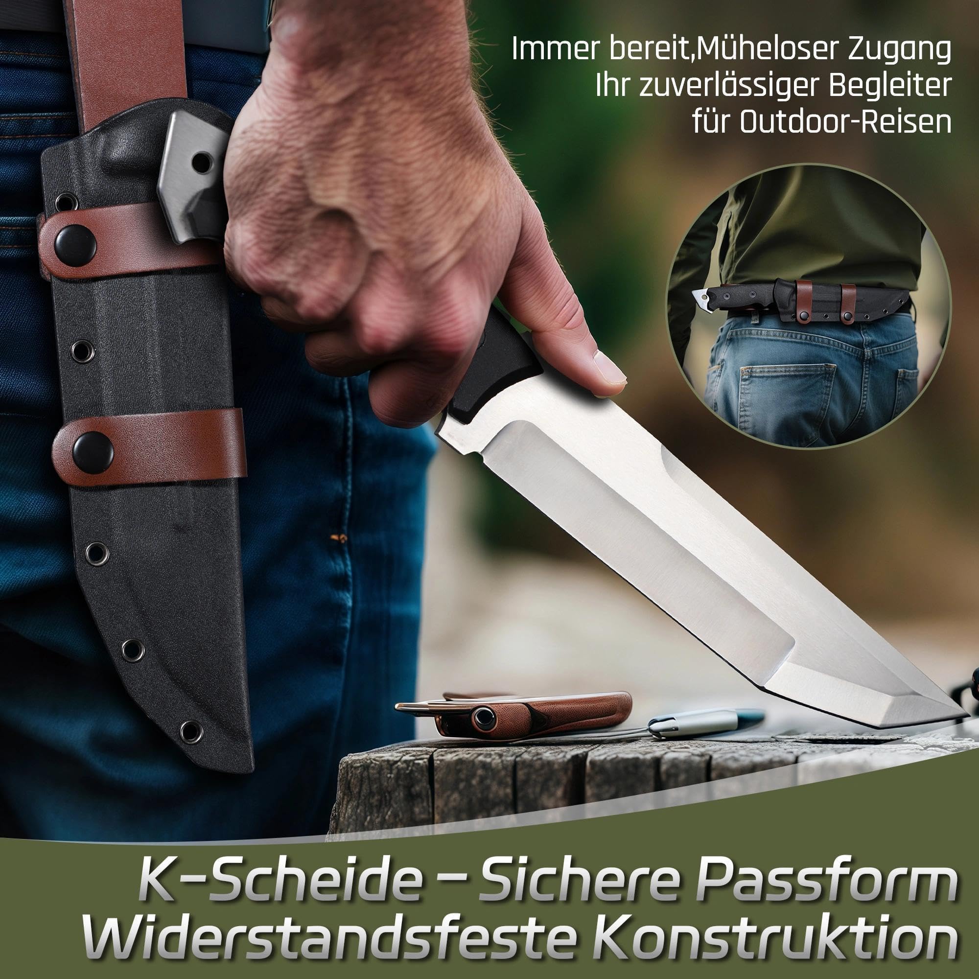 Dream Reach Machete Scharf Echt - Full Tang Outdoor Messer mit Ergonomischer Griff Feststehend Messer mit Scheide für Camping Geschenke für Männer