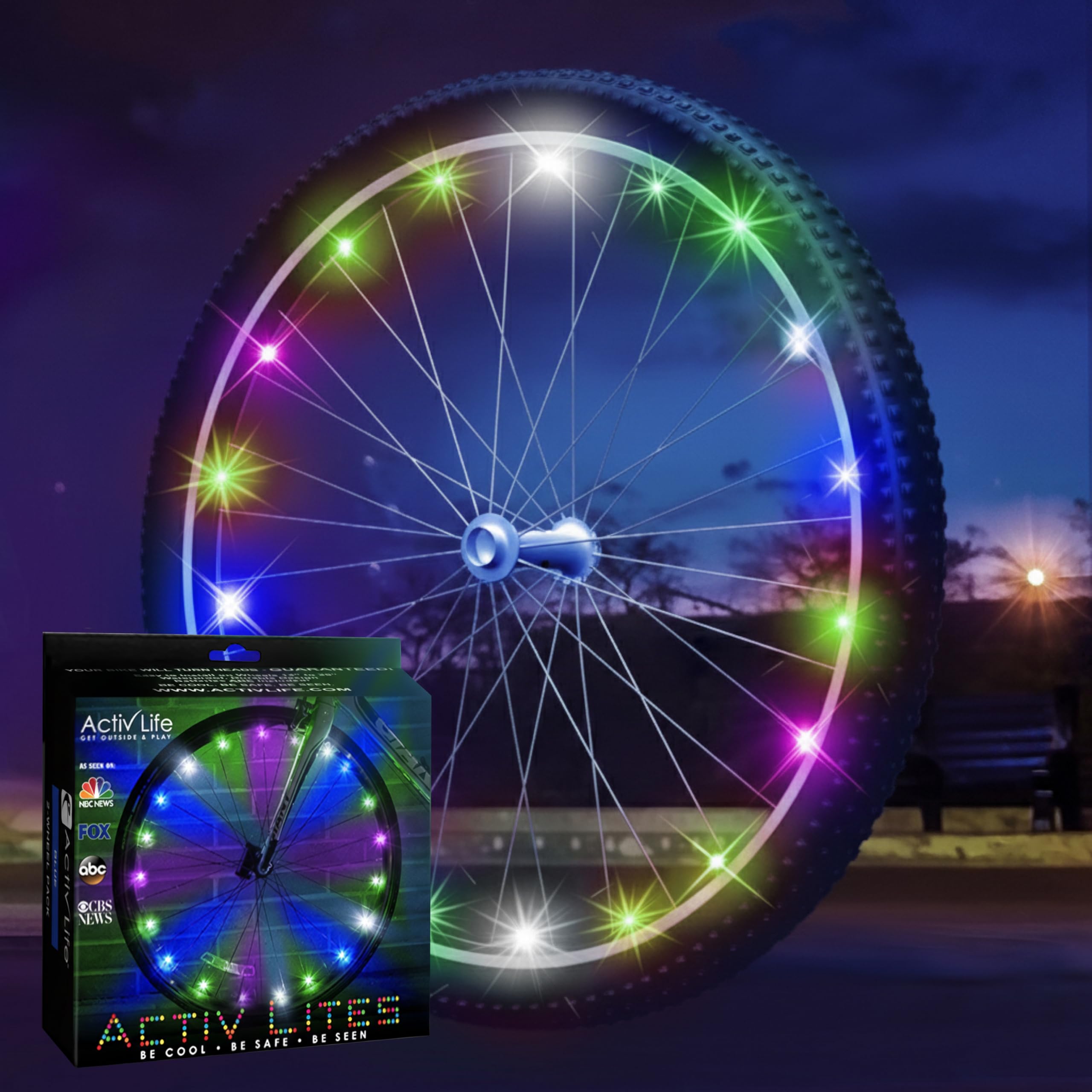 Activ Life LED Bike Wheel Lights with Batteries Included! Get 100% Brighter and Visible from All Angles for Ultimate Safety & Style (1 Tire Pack)