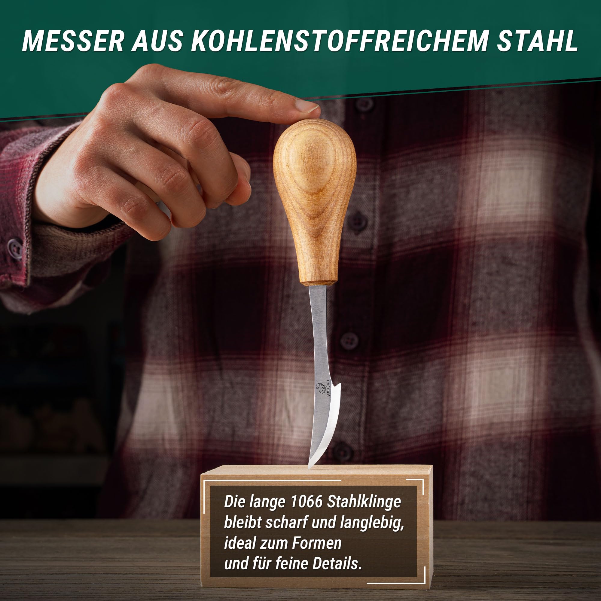 BeaverCraft Holzschnitzset für Anfänger DIY 05 Schnitzmesser Set Bärenschnitzset - Messer für Holzschnitzen und Schnitzrohling - Holzschnitzwerkzeug Set für Kinder und Erwachsene - Schnitzprojekt