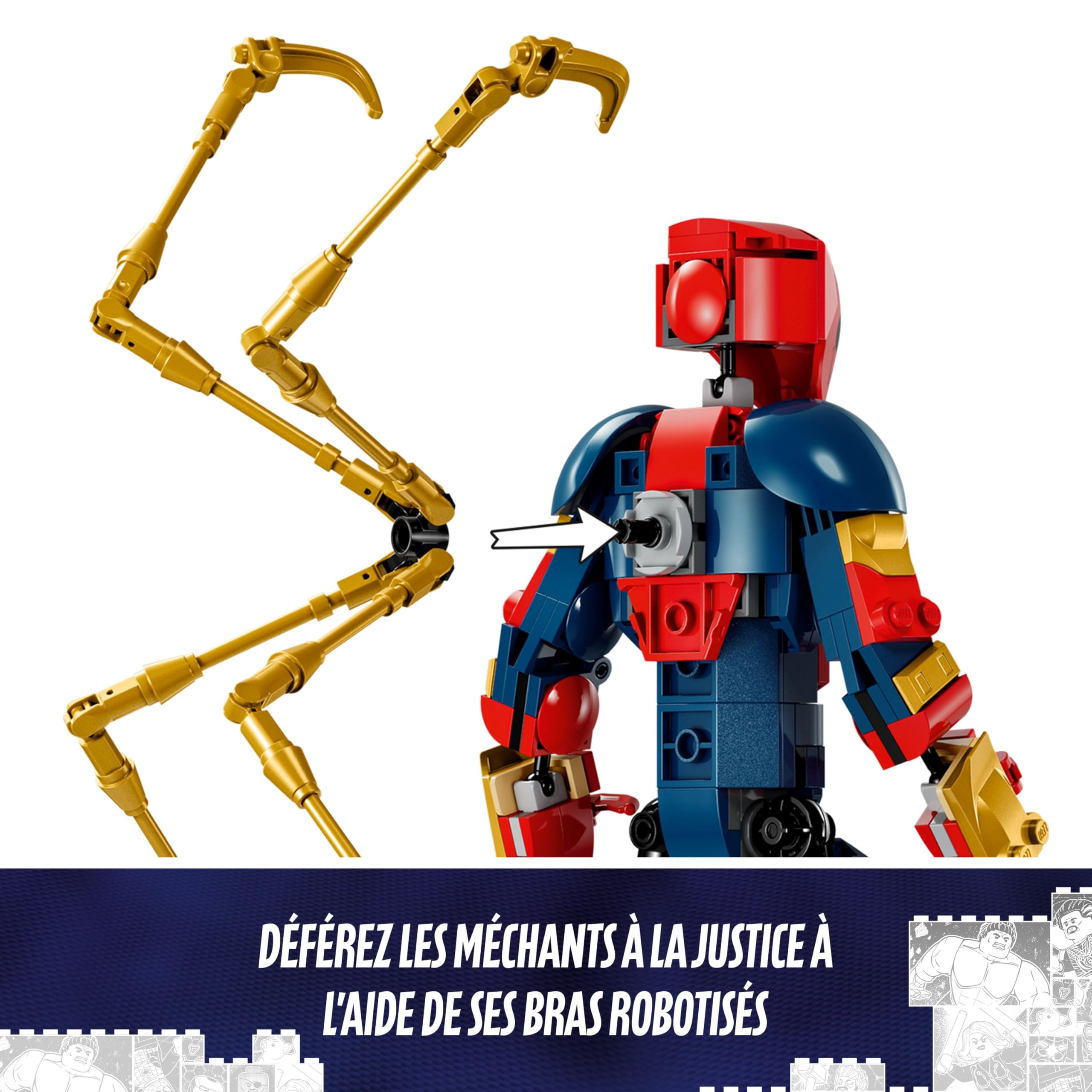LEGO | Marvel Figurine d'Iron Spider-Man à Construire Jeu de Rôle pour Garçons et Filles dès 8 Ans, Idée Cadeau pour Enfant Fan de Spiderman et Avengers 76298
