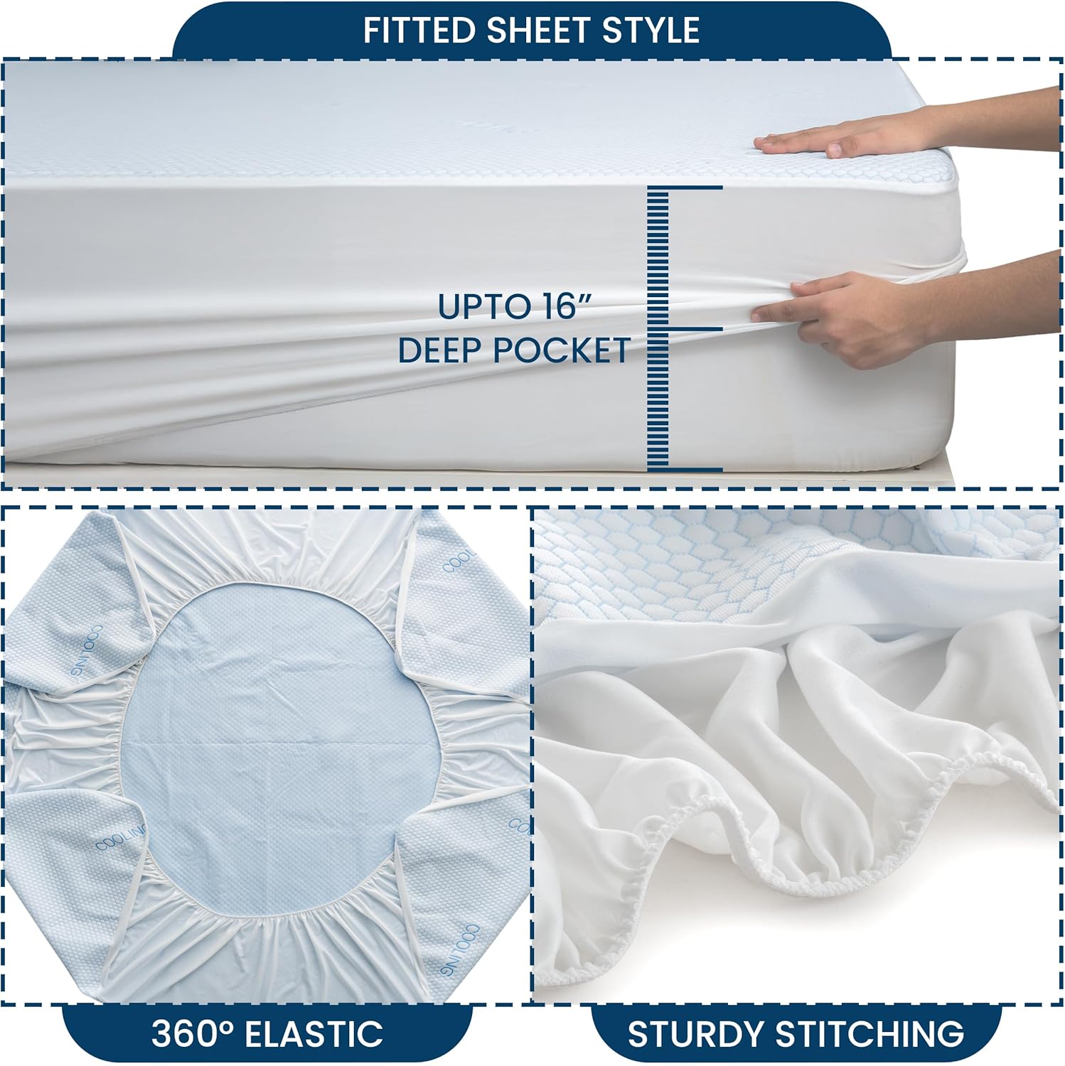 LUX Décor Waterproof Cooling Mattress Protector - Lightweight & Breathable 40% Nylon and 60% Polyester - California King Cooling Mattress with 16” Deep Pocket - 72" x 84"