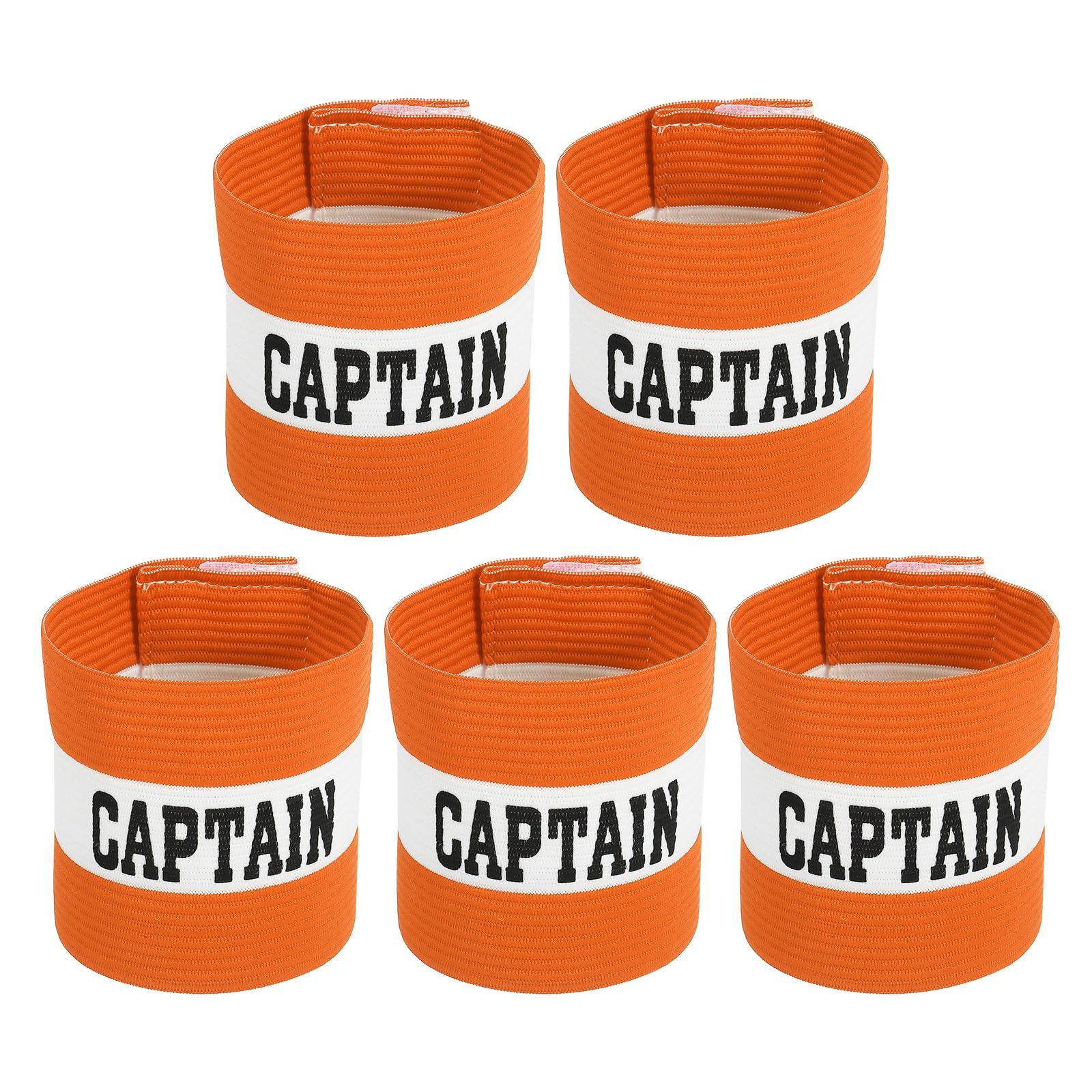 sourcing map Soccer Captain Armband, Captain Arm Bands for Soccer Elastic Captain C Arm Band Sports Captain Armbands for Football Team Training Youth & Adult Orange, Pack of 5