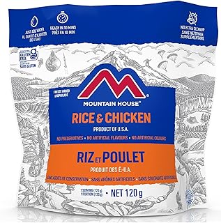 Mountain House Rice and Chicken Pouch| Freeze Dried Backpacking & Camping Food | Survival & Emergency Food | Gluten-Free | Entree Meal | Easy to Prepare | Delicious and Nutritious