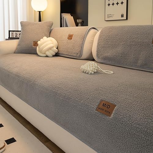 Miniatura 7 de Funda de sofá de forro polar sherpa, súper suave, divertida y esponjosa, funda de sofá modular antideslizante, protector de muebles para niños y