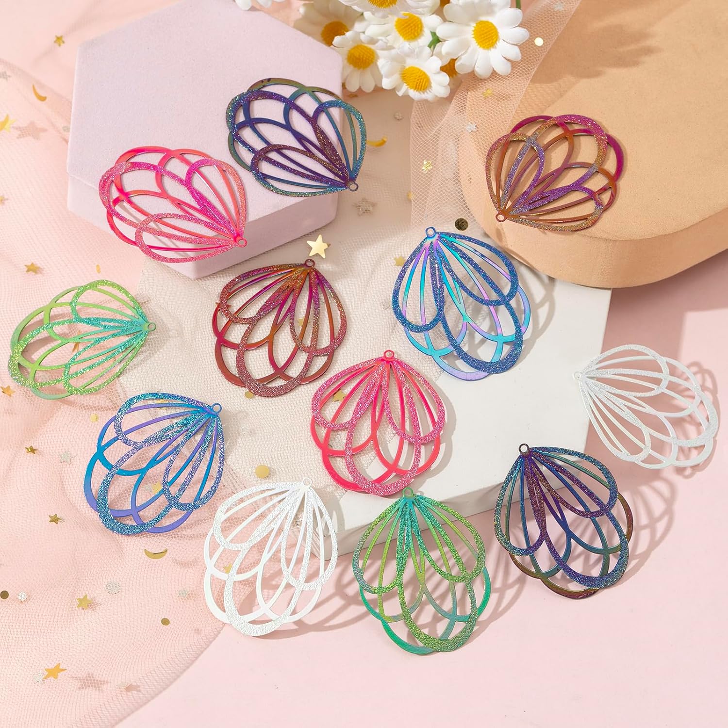 Dazzling Colorful Filigree Charms Hollow Out Multicolor Geometric Filigree Pendants for DIY Jewelry Making Earrings Necklaces Components - Image 6