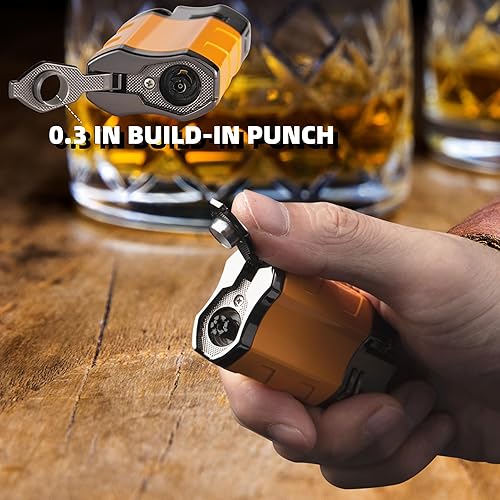 Miniatura 4 de Castelar Encendedor de antorcha con llama de chorro triple recargable de butano con soporte de soporte para perforación, butano no incluido