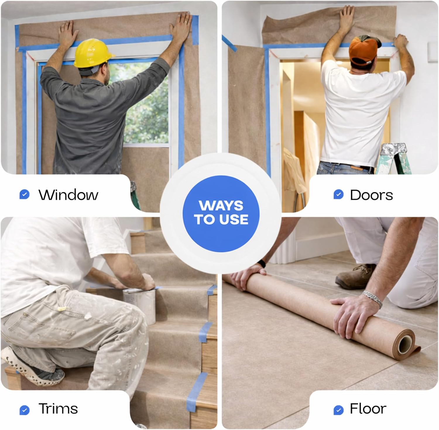 Brown Rosin Masking Paper 24" x 166 feet, 2 Rolls + 1 Cutter – Thick Floor Covering (66 lbs, 664 sq.ft. total) - USA-Made Masking Paper for Painting & Construction, Surface Protection by IDL Packaging