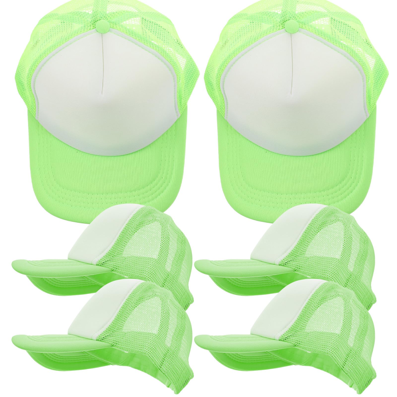 10 Gorras de Béisbol de Malla Verde, Ligeras Poliéster, Botón Ajustable para Camping y Jogging, Ideales para Sublimación y Transferencia de Calor