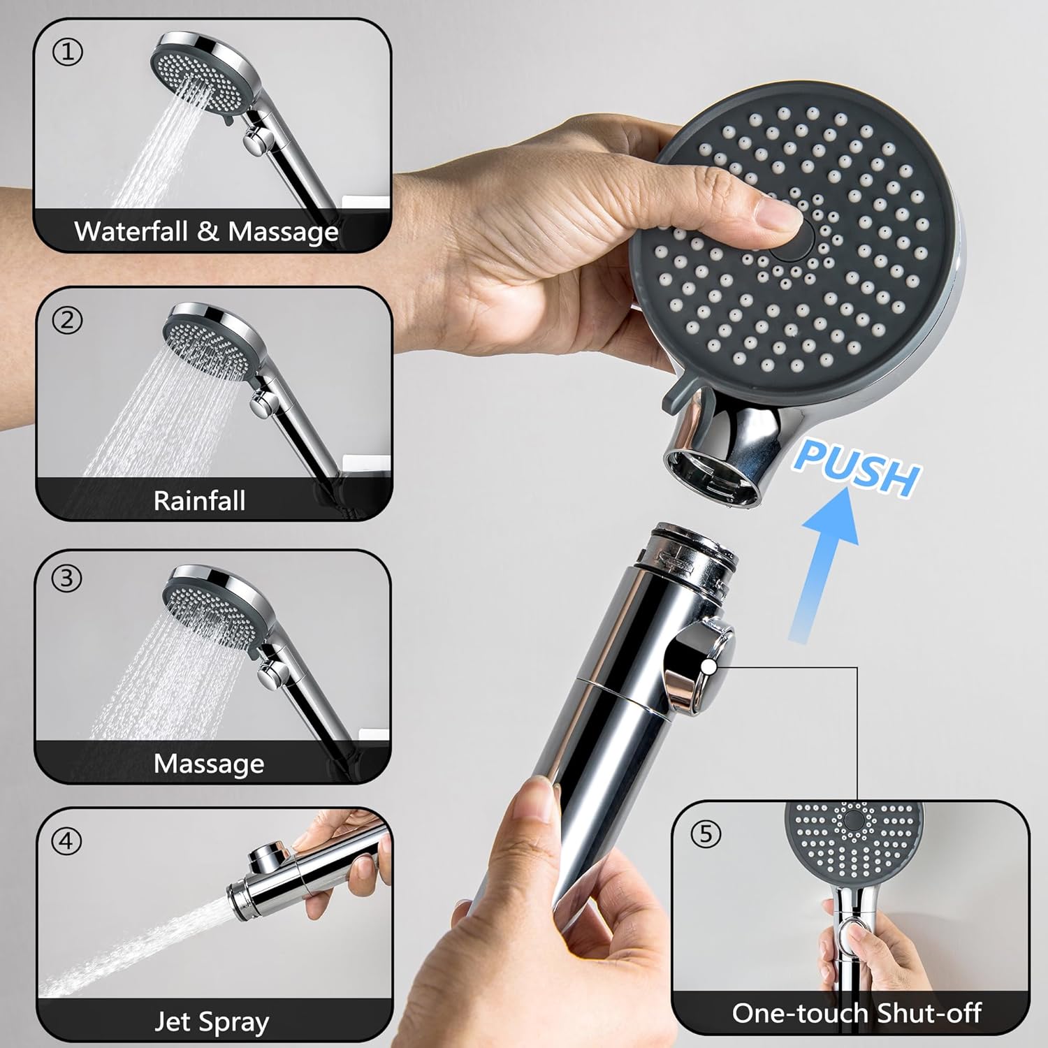 LIWEIKE Tub Spout with Diverter High Pressure Bathtub Faucet with 5 Setting Handheld Sprayer, Chrome