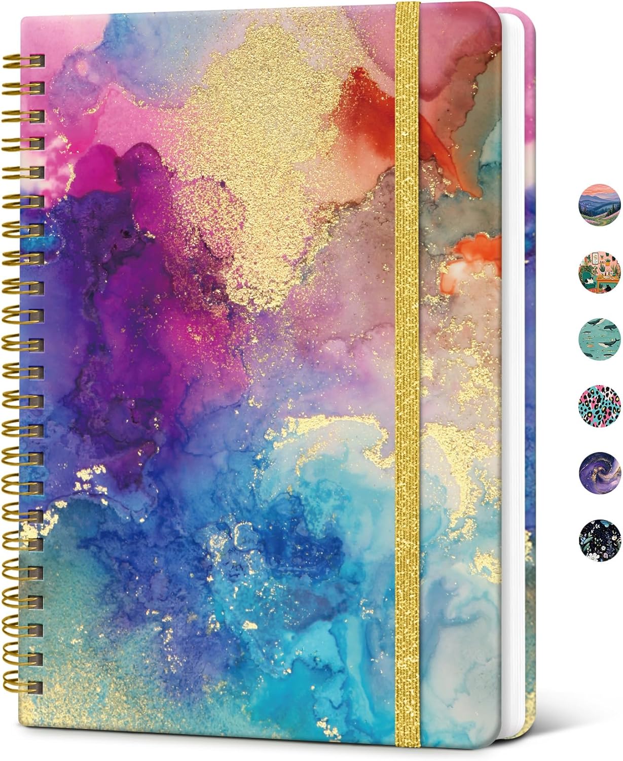 Taja Spiral Lined Journal for Women, Notebook for Work with Pretty Cover, 140 College Ruled Pages, Hardcover Notebook for Journaling, Note Taking, Bible Study, Color Splash