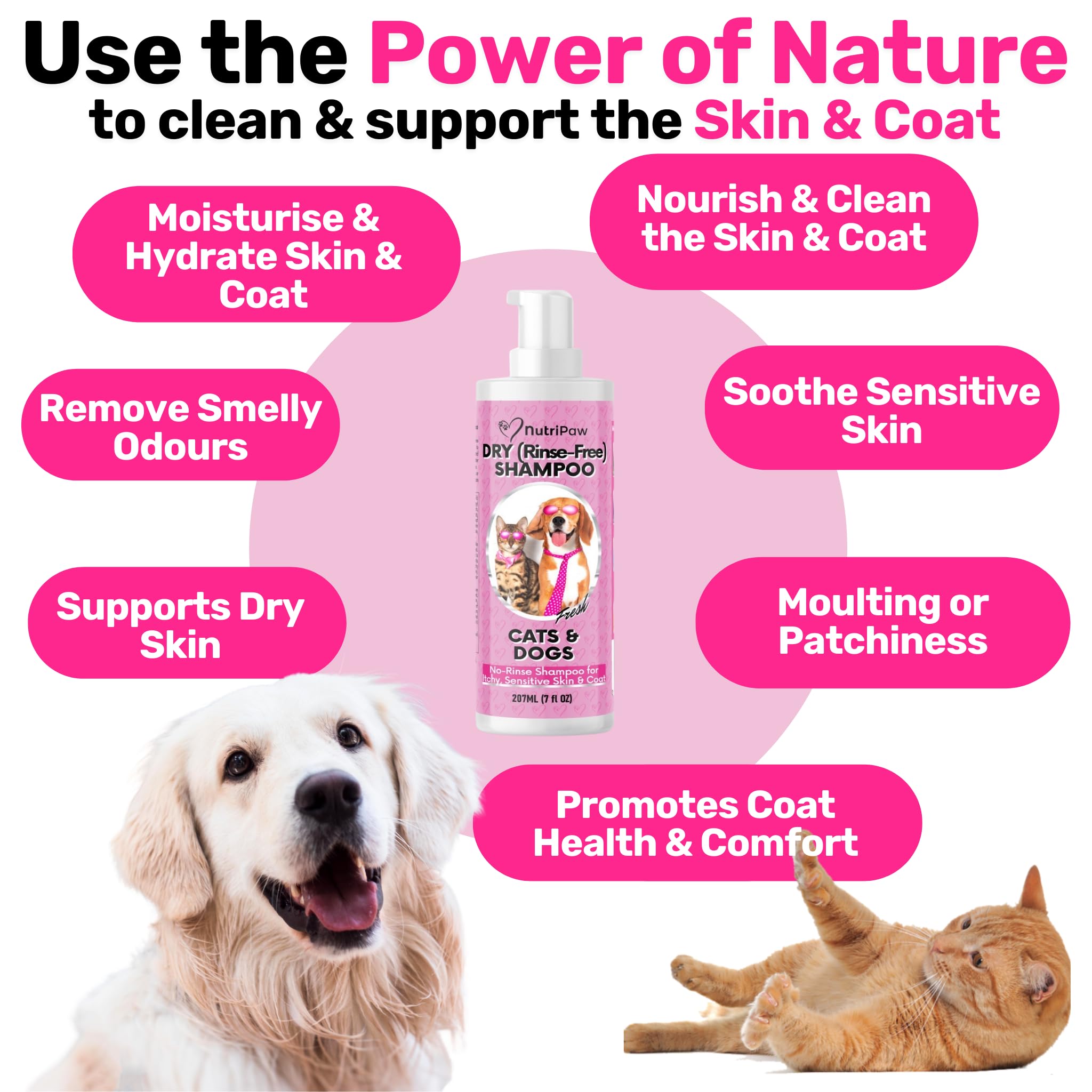 NutriPaw No-Rinse Shampoo for Dogs, Clean, Moisturise, Refresh, & Support Dry Skin, Unique Formula for Nourished Skin & Coat - Image 3