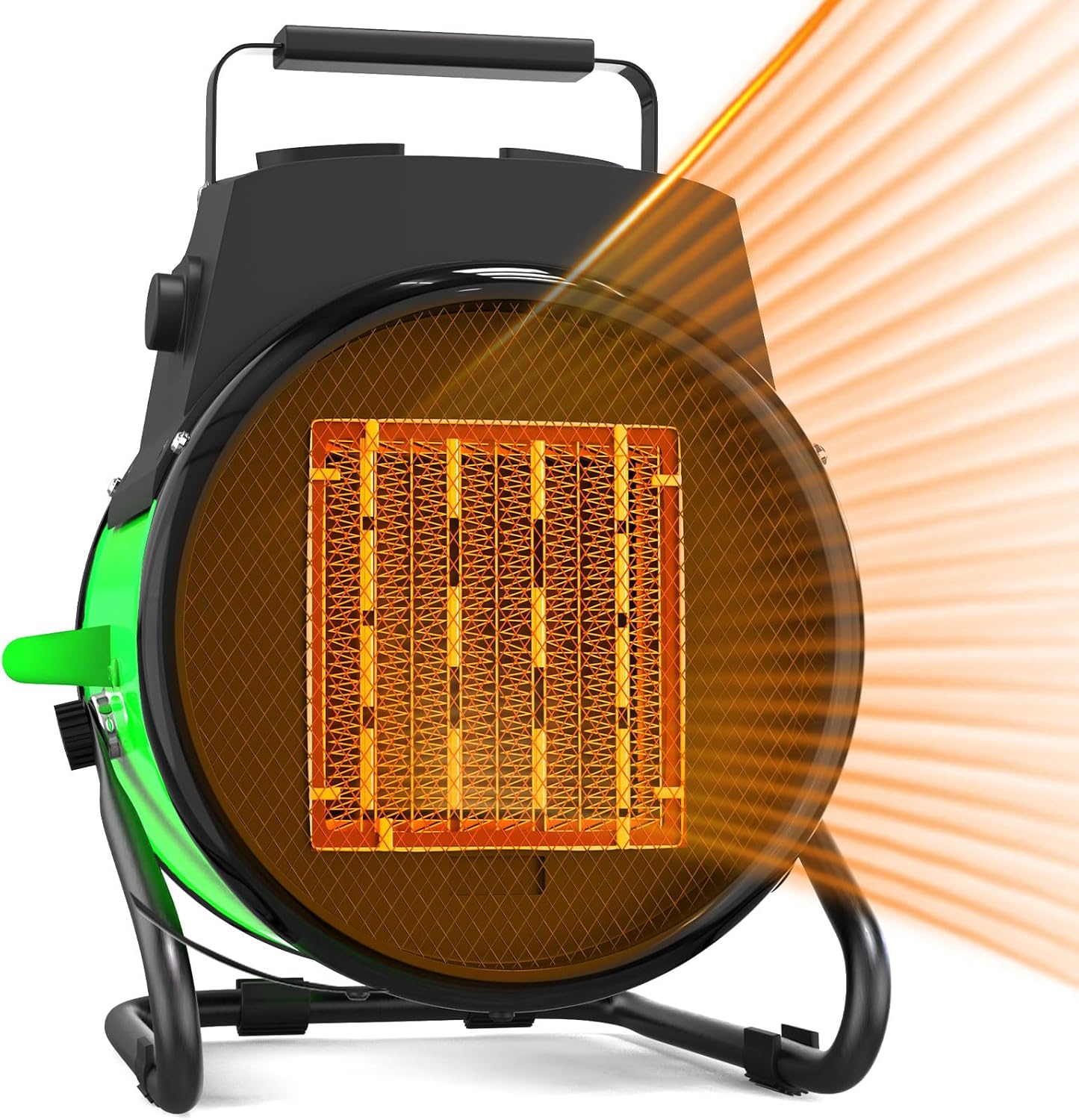 Outdoor Heaters for Patio-1500W Portable Electric Garage Heater with 2S Fast Heating, Overheat Protection, Thermostat, Space Heaters for Outdoor, Greenhouse, Room, Garage, Tent, Indoor Use, Green