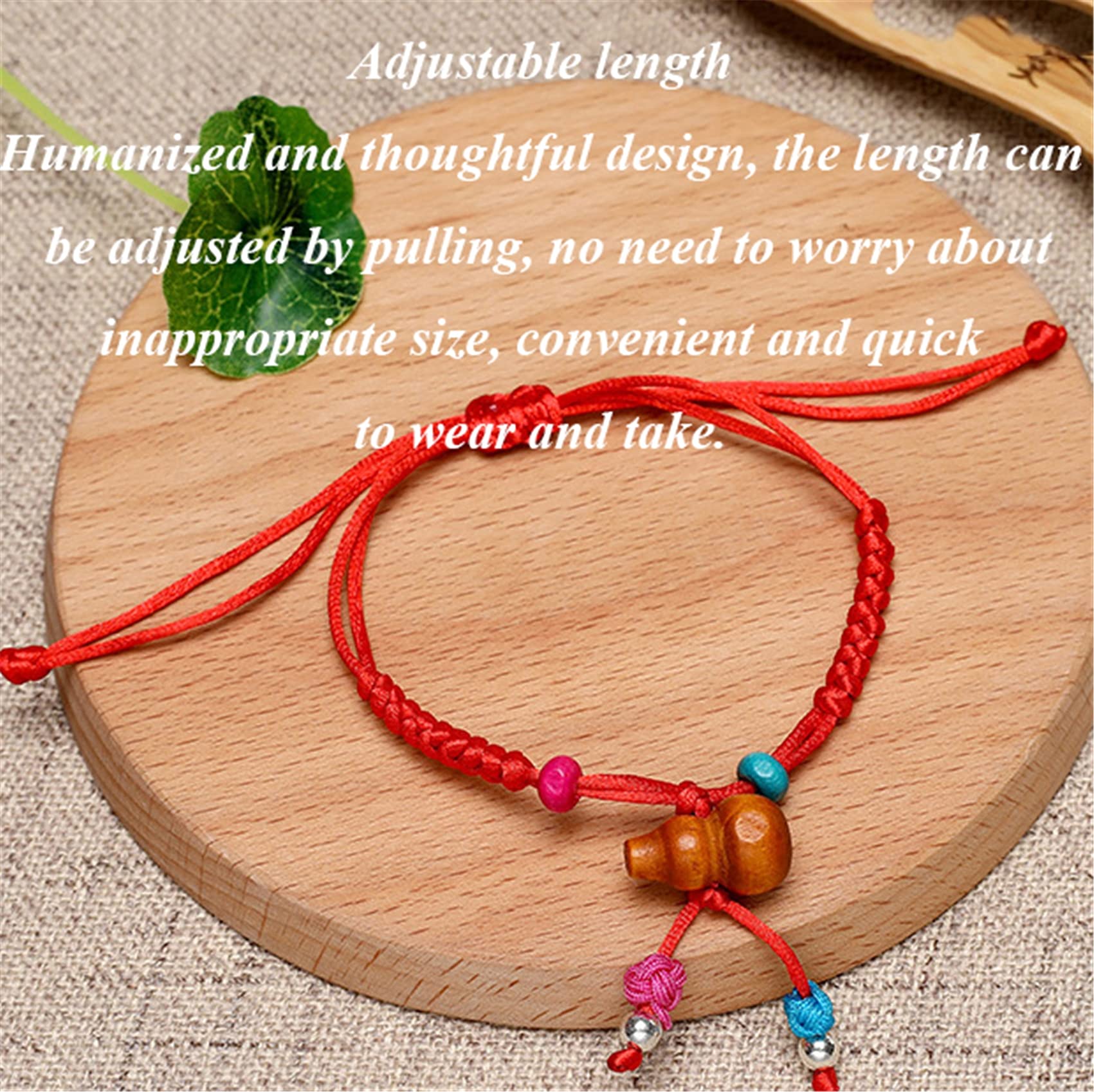 Feng Shui Wu Lou Pulsera para niños Melocotón Núcleo Calabaza Hilo Rojo Pulsera Joyería de la Suerte Amuleto Bebé Pulsera Talismán Ajustable Prosperidad Dinero Suerte,B
