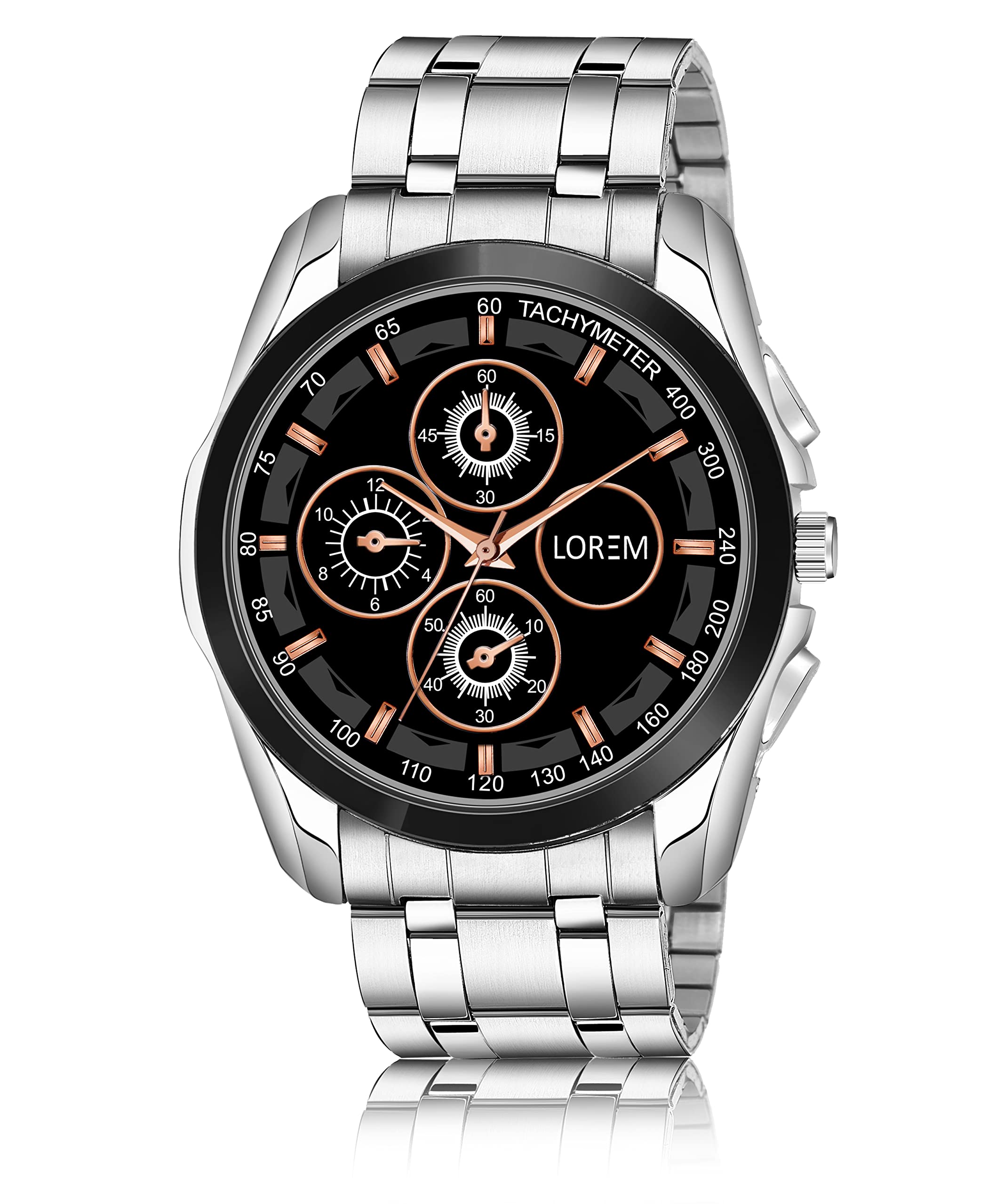 Lorem Black & Silver Dummy Chronograph Metal Analog Watch for Men LR114 (B0C5TLXHM3) Amazon Price History, Amazon Price Tracker