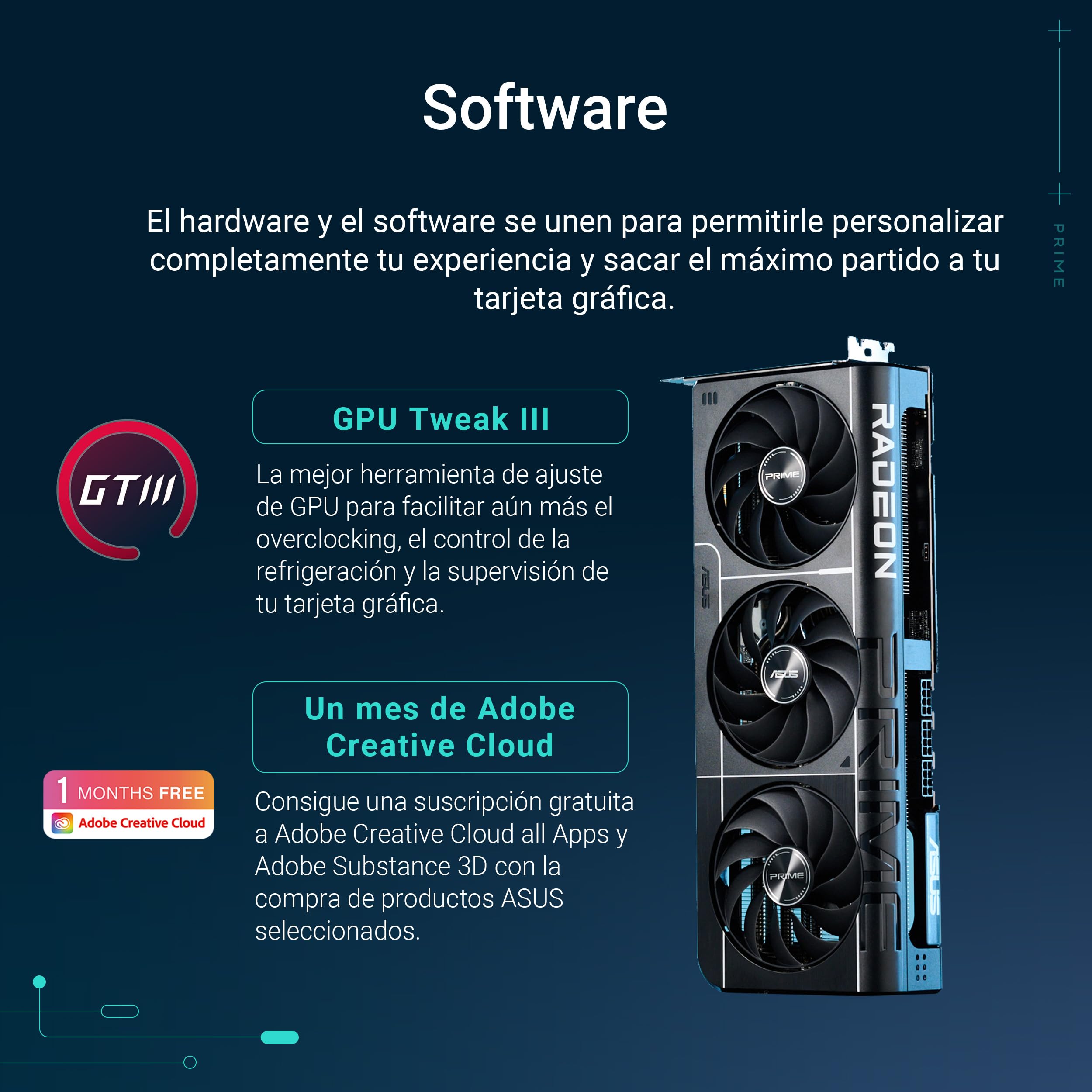 ASUS Prime Radeon RX 9070 XT OC Edition 16GB GDDR6 - Tarjeta gráfica | PCIe 5.0, HDMI/DP 2.1, diseño de 2,5 ranuras, ventiladores axial-tech, rodamientos de doble bola, Dual BIOS, ASUS GPU Guard