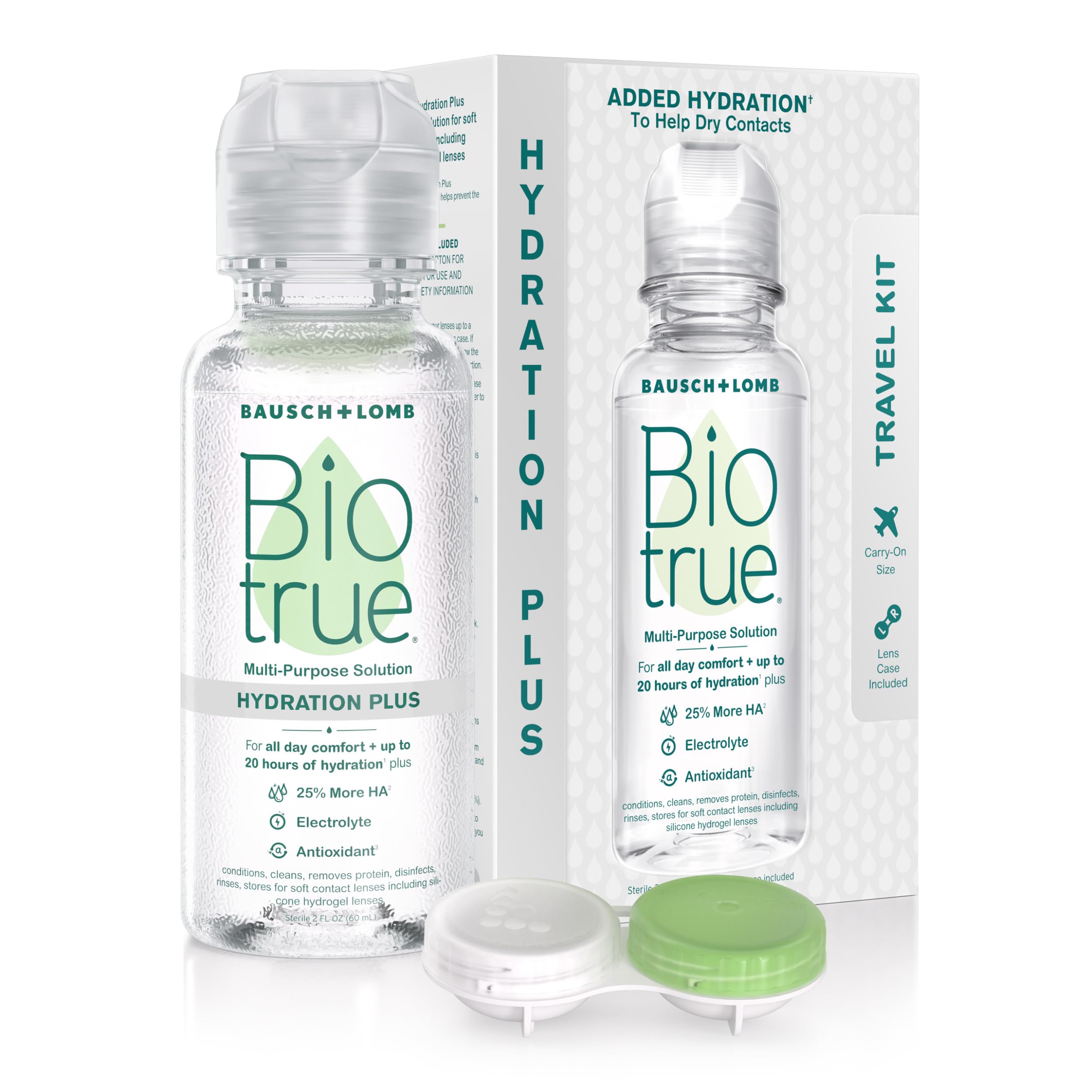 Photo 1 of Biotrue Contact Lens Solution, Multi-Purpose Solution for Soft Contact Lenses, Lens Case Included, 2 FL OZ Travel Size