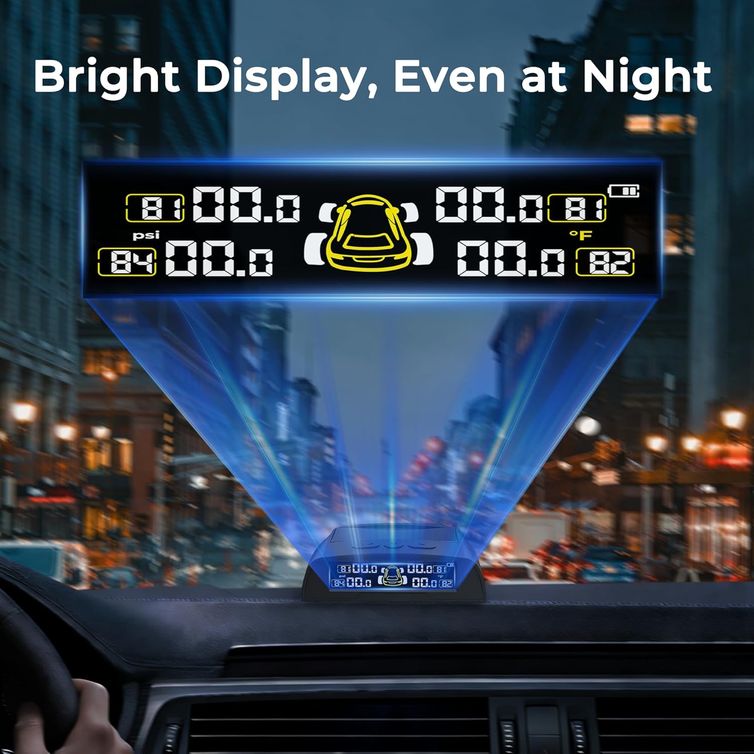 Tire Pressure Monitoring System - TPMS with Solar and USB Charger, 4 Tire Sensors and 6 Alarm Modes, Auto on/Off and Voice Prompt, TPMS with Color LCD Screen, for RV, Sedan, SUV, MPV, etc