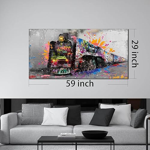 Miniatura 164 de JKWALL77 Arte de pared de graffiti – Decoración de pared de arte abstracto grande – Arte de pared en lienzo para sala de estar, listo para colgar