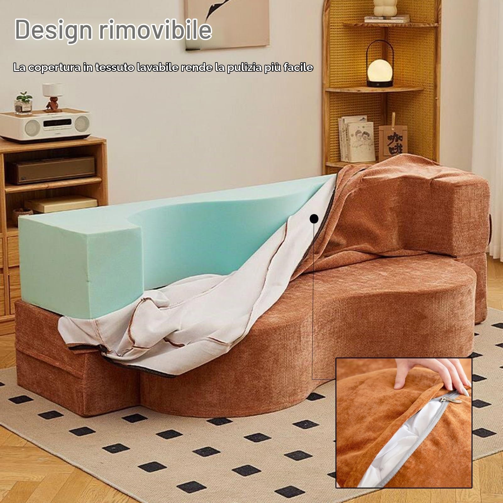 Divano Letto Pieghevole Divano Letto Convertibile Con Imbottitura In Schiuma Ad Alta Densità(Grey,150 * 100cm)